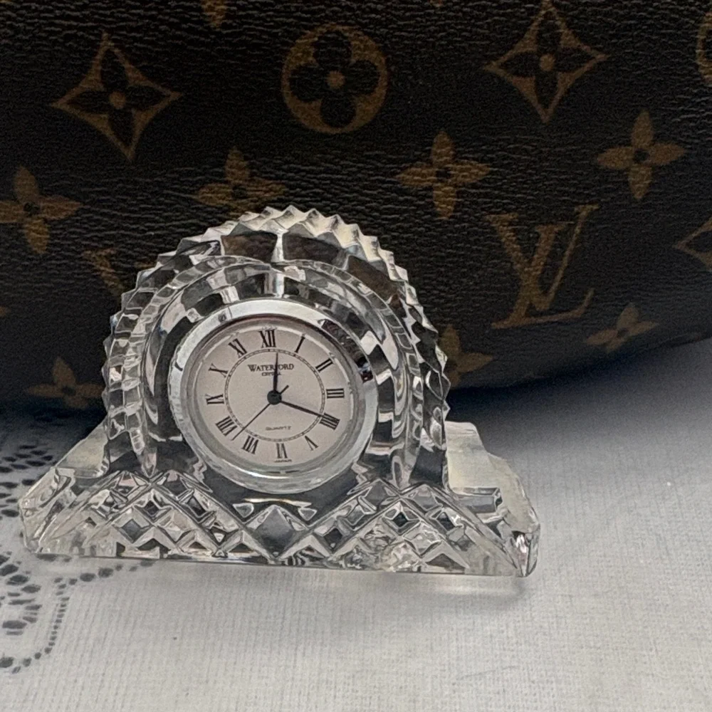 Waterford Crystal Clock with Black and Silver Details